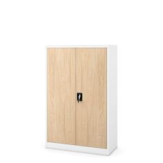 KEVIN metāla biroja skapis, 900 x 1400 x 400 mm, Eco Design: balts/sonoma ozols