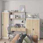 KEVIN metāla biroja skapis, 900 x 1400 x 400 mm, Eco Design: balts/sonoma ozols