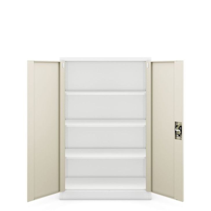 KEVIN metāla biroja skapis, 900 x 1400 x 400 mm, Eco Design: balts/sonoma ozols