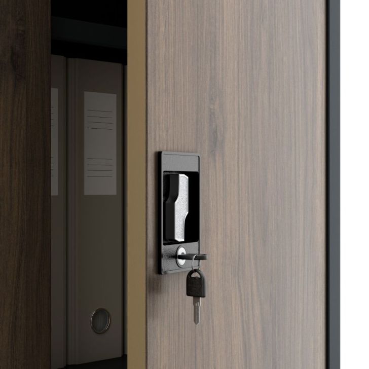 KEVIN metāla biroja skapis, 900 x 1400 x 400 mm, Eco Design: antracīts/valrieksts