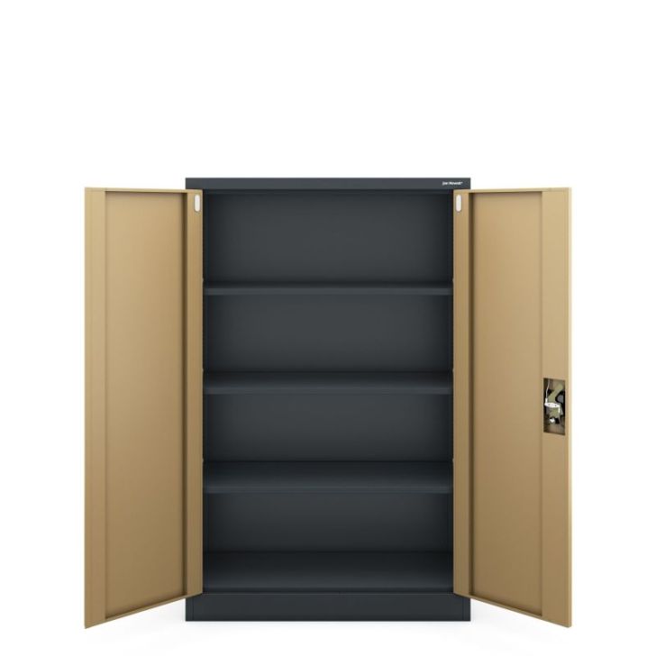 KEVIN metāla biroja skapis, 900 x 1400 x 400 mm, Eco Design: antracīts/valrieksts