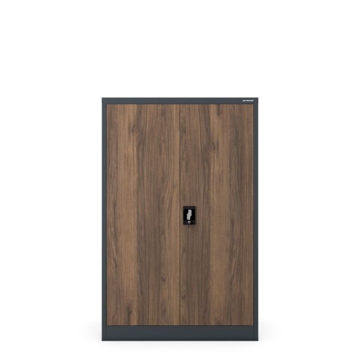 KEVIN metāla biroja skapis, 900 x 1400 x 400 mm, Eco Design: antracīts/valrieksts