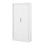 Metāla biroja dokumentu skapis ar rullo žalūzijām DAMIAN, 900 x 1850 x 450 mm, balts