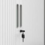 Metāla biroja dokumentu skapis ar rullo žalūzijām DAMIAN, 900 x 1850 x 450 mm, balts