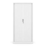 Metāla biroja dokumentu skapis ar rullo žalūzijām DAMIAN, 900 x 1850 x 450 mm, balts