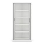 Metāla biroja dokumentu skapis ar rullo žalūzijām DAMIAN, 900 x 1850 x 450 mm, balti pelēks