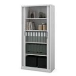 Metāla biroja dokumentu skapis ar rullo žalūzijām DAMIAN, 900 x 1850 x 450 mm, pelēks