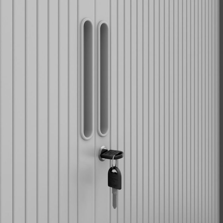 Metāla biroja dokumentu skapis ar rullo žalūzijām DAMIAN, 900 x 1850 x 450 mm, pelēks