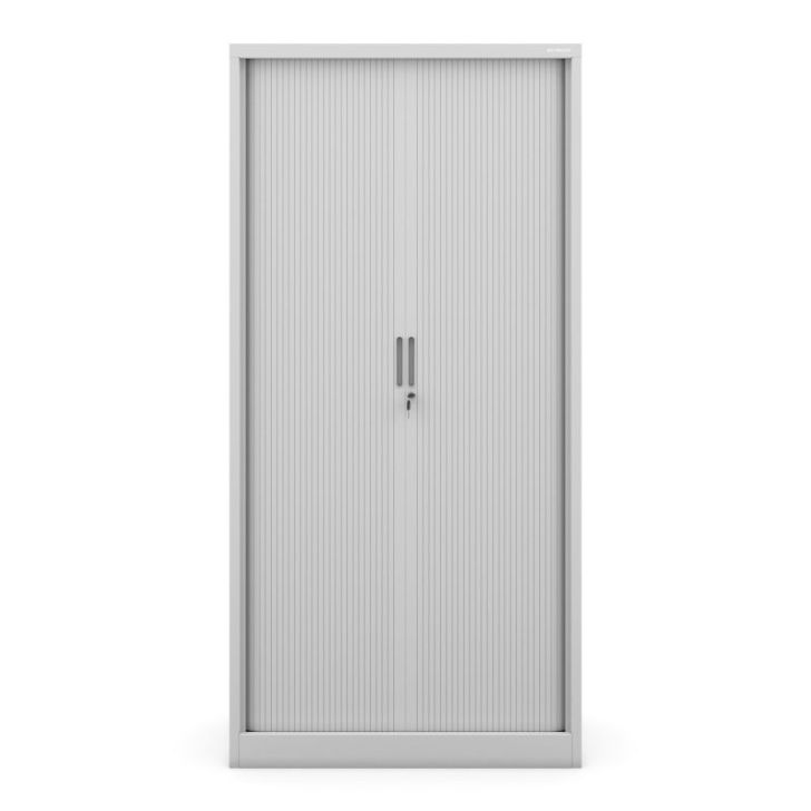 Metāla biroja dokumentu skapis ar rullo žalūzijām DAMIAN, 900 x 1850 x 450 mm, pelēks