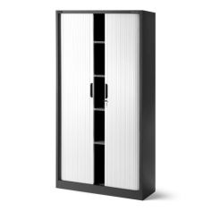 Metāla biroja dokumentu skapis ar rullo žalūzijām DAMIAN, 900 x 1850 x 450 mm, antracīta balts