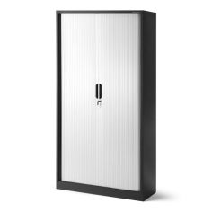 Metāla biroja dokumentu skapis ar rullo žalūzijām DAMIAN, 900 x 1850 x 450 mm, antracīta balts 2