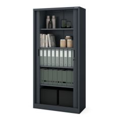 Metāla biroja dokumentu skapis ar rullo žalūzijām DAMIAN, 900 x 1850 x 450 mm, antracīta krāsā 2