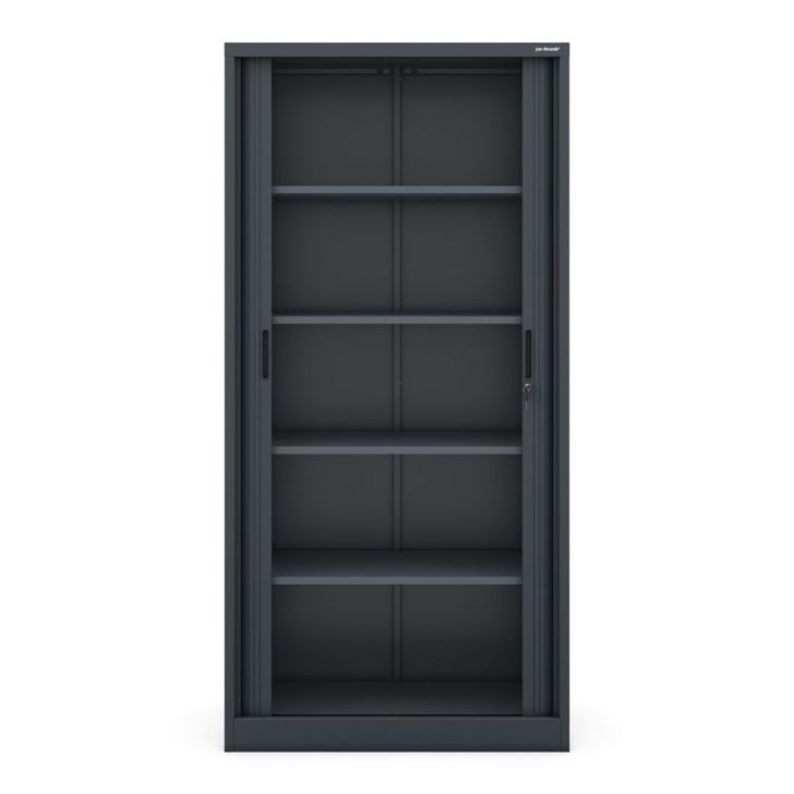 Metāla biroja dokumentu skapis ar rullo žalūzijām DAMIAN, 900 x 1850 x 450 mm, antracīta krāsā