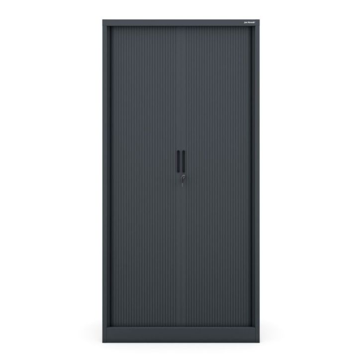 Metāla biroja dokumentu skapis ar rullo žalūzijām DAMIAN, 900 x 1850 x 450 mm, antracīta krāsā