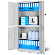 Metāla dokumentu skapis MAGDA, 900 x 1850 x 400 mm, pelēks 2