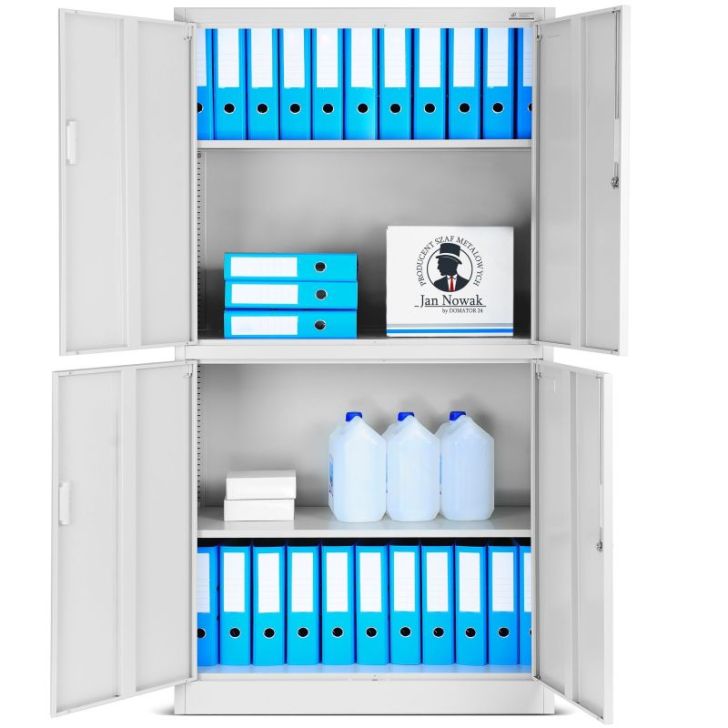 Metāla dokumentu skapis MAGDA, 900 x 1850 x 400 mm, pelēks