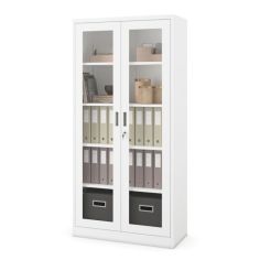 Stikla medicīnas skapis, medicīnas vitrīna AMELIA, 900 x 1850 x 400 mm, balta