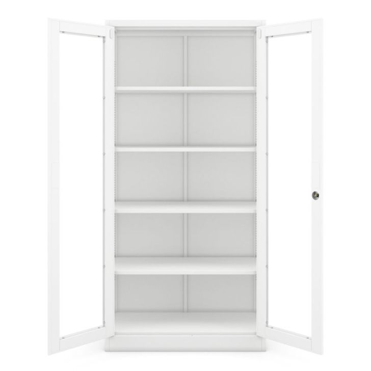 Stikla medicīnas skapis, medicīnas vitrīna AMELIA, 900 x 1850 x 400 mm, balta