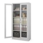 Skapis ar stikla durvīm un stiklu AMELIA, 900 x 1850 x 400 mm, pelēks