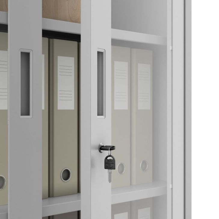 Skapis ar stikla durvīm un stiklu AMELIA, 900 x 1850 x 400 mm, pelēks