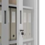 Skapis ar stikla durvīm un stiklu AMELIA, 900 x 1850 x 400 mm, pelēks