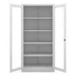 Skapis ar stikla durvīm un stiklu AMELIA, 900 x 1850 x 400 mm, pelēks