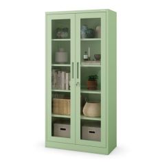 Stikla skapis AMELIA, 900 x 1850 x 400 mm, Fresh Style: pasteļzaļš