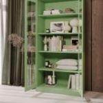 Stikla skapis AMELIA, 900 x 1850 x 400 mm, Fresh Style: pasteļzaļš