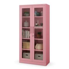 AMELIA stikla skapis, 900 x 1850 x 400 mm, Fresh Style: pūderrozā krāsā