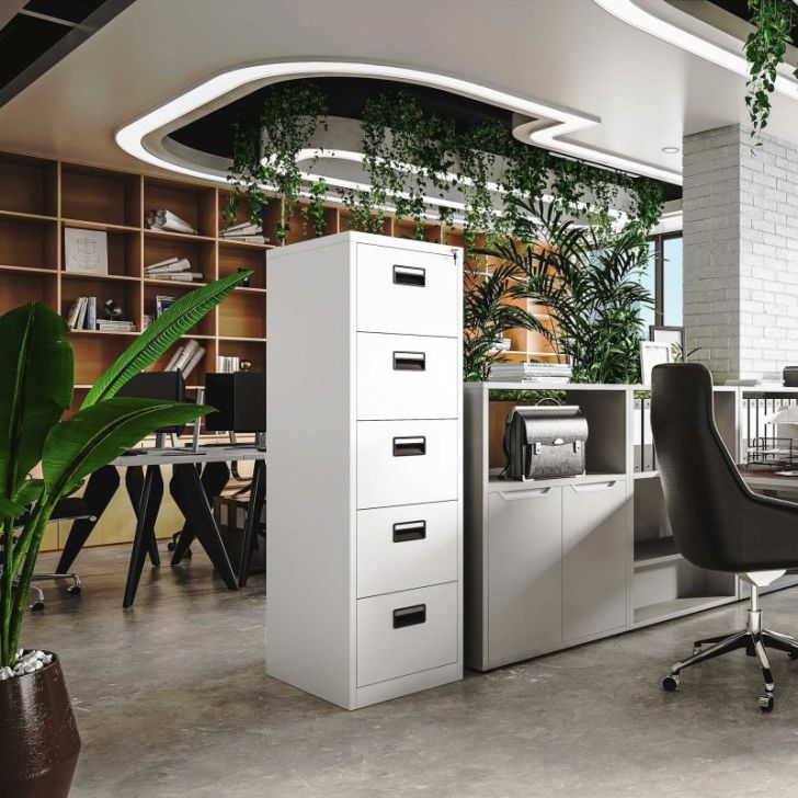 Metāla dokumentu skapis SARA V5, 460 x 1630 x 620 mm, balts