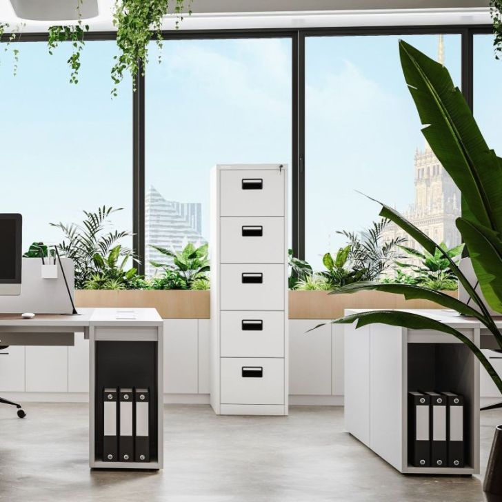 Metāla dokumentu skapis SARA V5, 460 x 1630 x 620 mm, balts