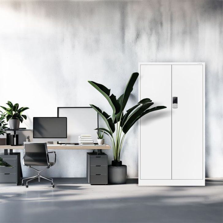 Metāla dokumentu skapis birojam DANIEL, 900 x 1850 x 400 mm, balta