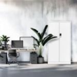 Metāla dokumentu skapis birojam DANIEL, 900 x 1850 x 400 mm, balta