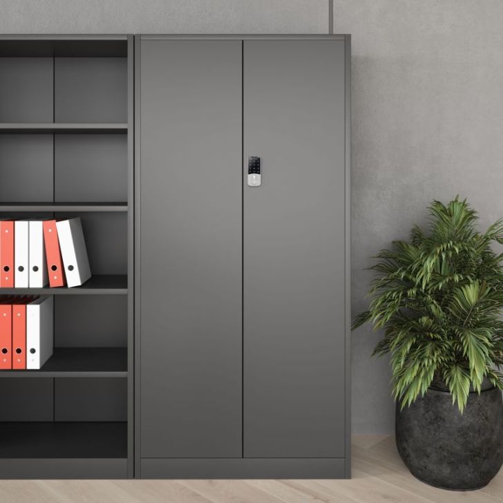 Metāla dokumentu skapis DANIEL, 900 x 1850 x 400 mm, antracīta krāsā