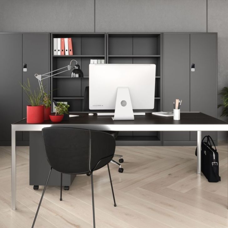 Metāla dokumentu skapis DANIEL, 900 x 1850 x 400 mm, antracīta krāsā