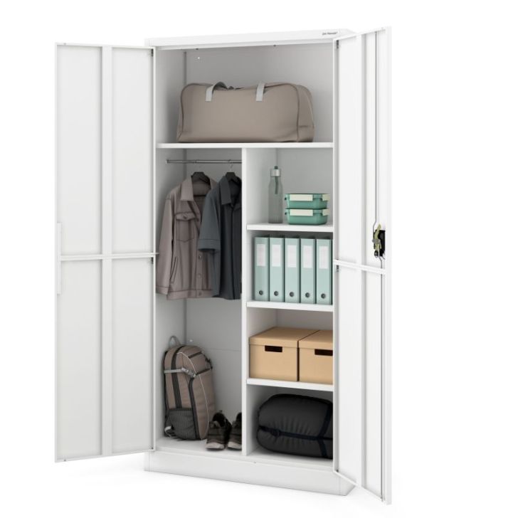 DAWID metāla saimniecības skapis, 900 x 1850 x 400 mm, Smart: balts