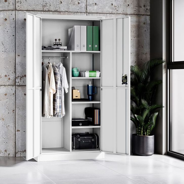 DAWID metāla saimniecības skapis, 900 x 1850 x 400 mm, Smart: balts