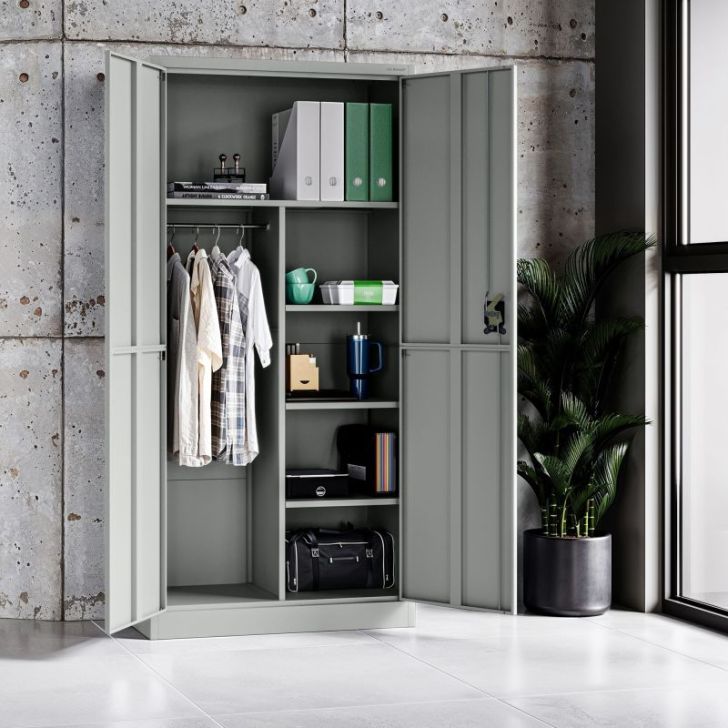 DAWID metāla saimniecības skapis, 900 x 1850 x 400 mm, Smart: pelēks