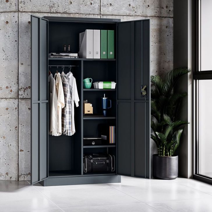 DAWID metāla saimniecības skapis, 900 x 1850 x 400 mm, Smart: antracīts