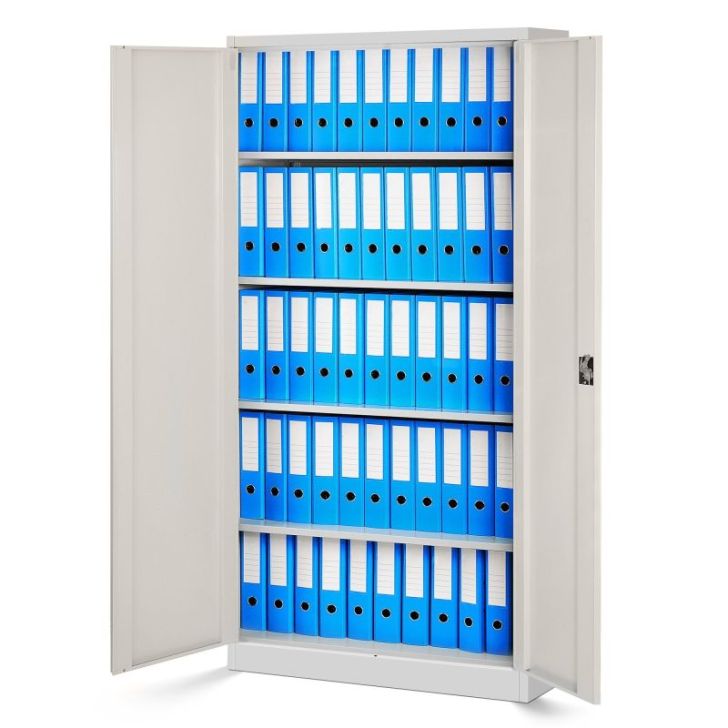 4 metāla biroja dokumentu skapju komplekts JAN, 900 x 1850 x 400 mm, Eco Design: balts/sonoma ozols