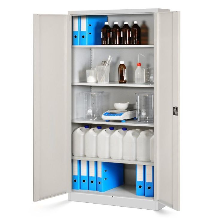 4 metāla biroja dokumentu skapju komplekts JAN, 900 x 1850 x 400 mm, Eco Design: balts/sonoma ozols