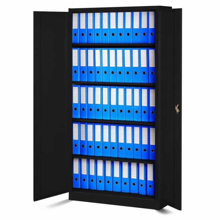 JAN biroja metāla dokumentu skapju komplekts, 4 gab., 900 x 1850 x 400 mm, melns