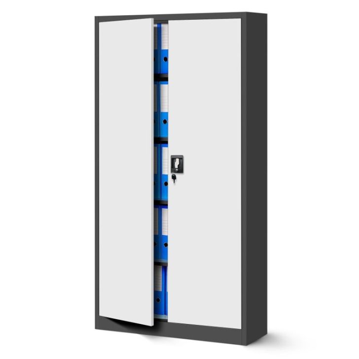 JAN biroja metāla dokumentu skapju komplekts, 4 gab., 900 x 1850 x 400 mm, antracīta baltā krāsā