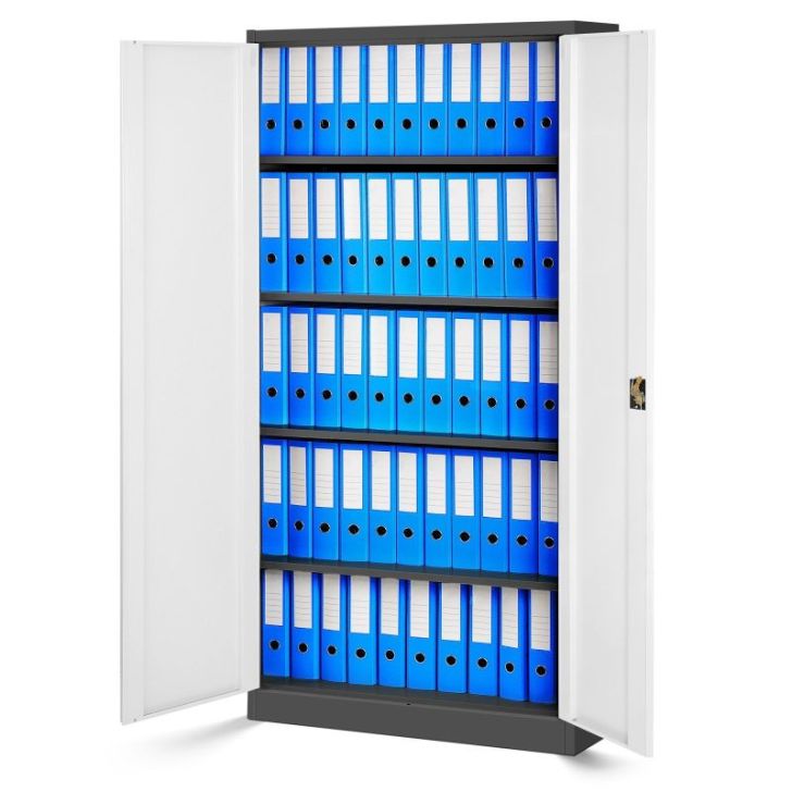 JAN biroja metāla dokumentu skapju komplekts, 4 gab., 900 x 1850 x 400 mm, antracīta baltā krāsā