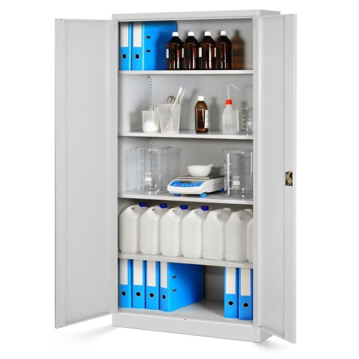 JAN H metāla biroja dokumentu skapju komplekts, 4 gab., 900 x 1950 x 400 mm, pelēks