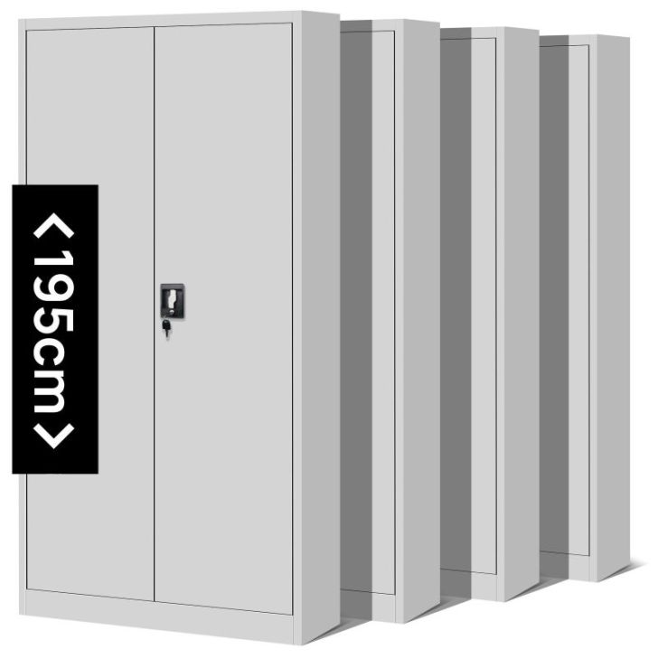 JAN H metāla biroja dokumentu skapju komplekts, 4 gab., 900 x 1950 x 400 mm, pelēks