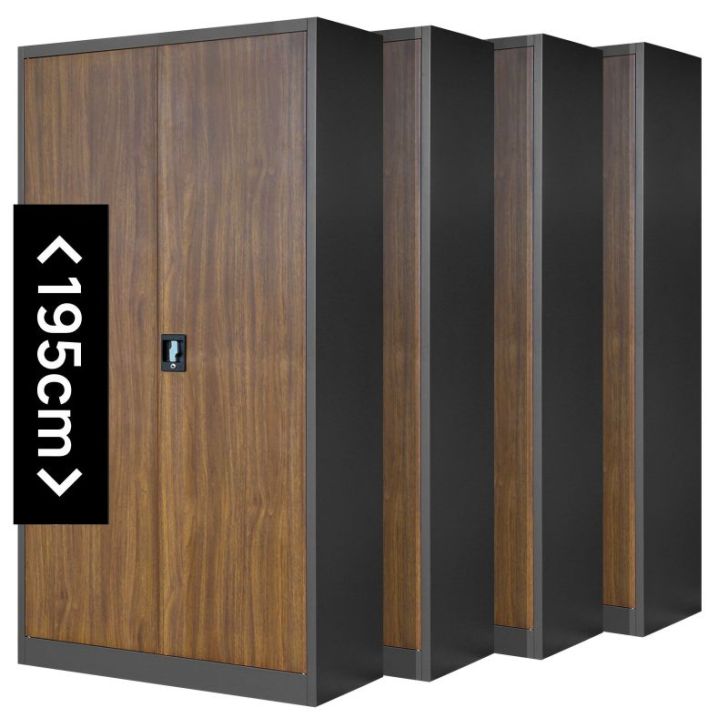 4 JAN H metāla biroja skapju komplekts, 900 x 1950 x 400 mm, Eco Design: antracīts/valrieksts