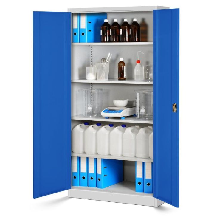 JAN H metāla biroja dokumentu skapju komplekts, 4 gab., 900 x 1950 x 400 mm, pelēkzils