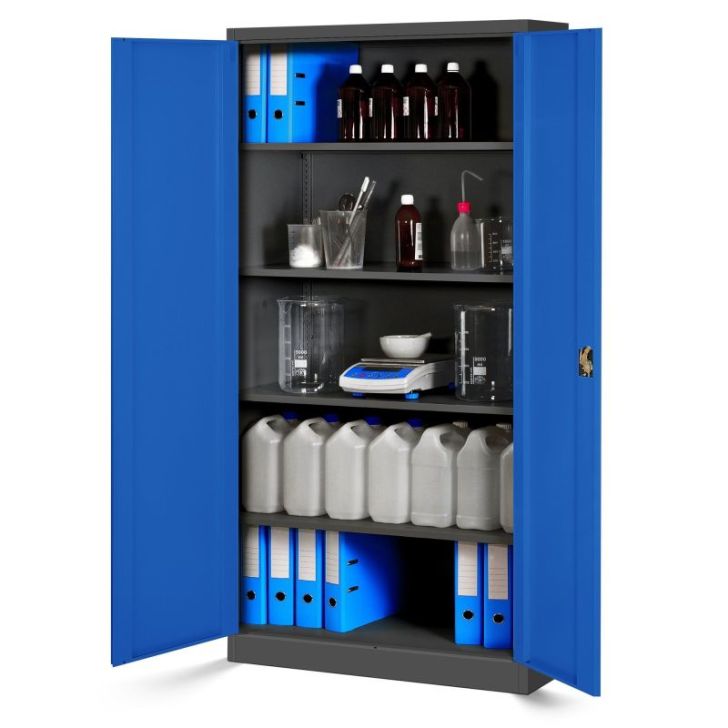 JAN metāla biroja dokumentu skapju komplekts, 4 gab., 900 x 1850 x 400 mm, antracīta zils