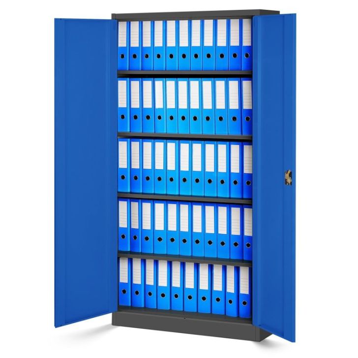 JAN metāla biroja dokumentu skapju komplekts, 4 gab., 900 x 1850 x 400 mm, antracīta zils